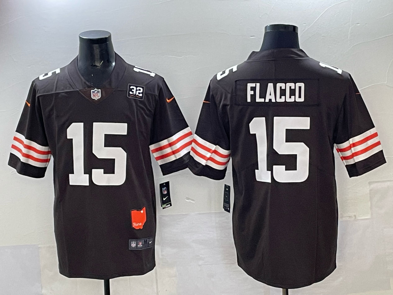Men 2025 Cleveland Browns #15 Flacco brown Nike Limited NFL Jersey 003